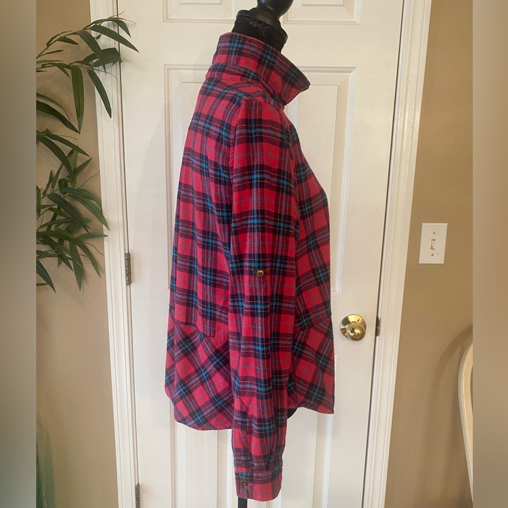 Sundance Red and Blue Plaid Peplum Shirt. - Picture 6 of 10